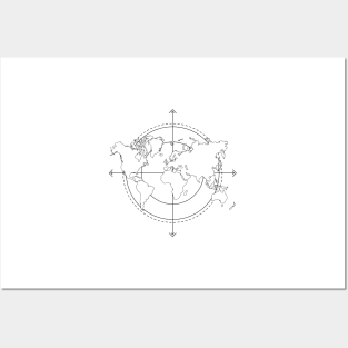 world map compass Posters and Art